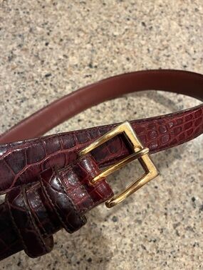 Men's CROOKHORN American Alligator and leather belt.  Solid brass buckle.